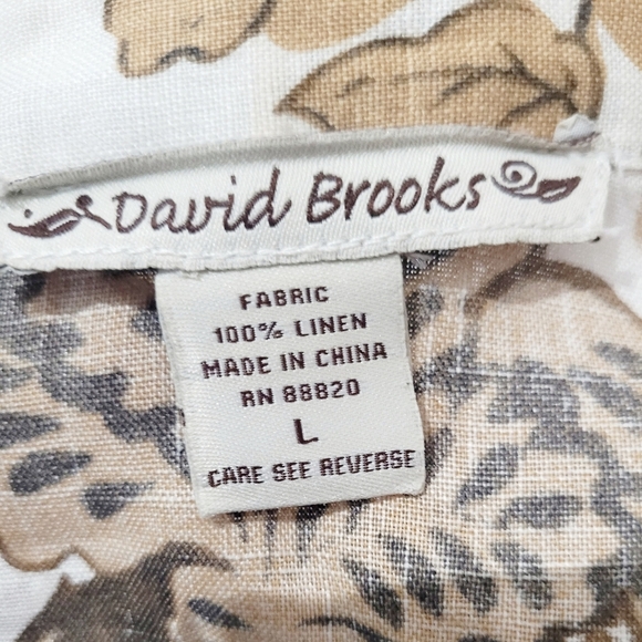 David Brooks 100% Linen Shirt Womens Size Large Button Up Tropical FloralBlouse - Picture 5 of 7
